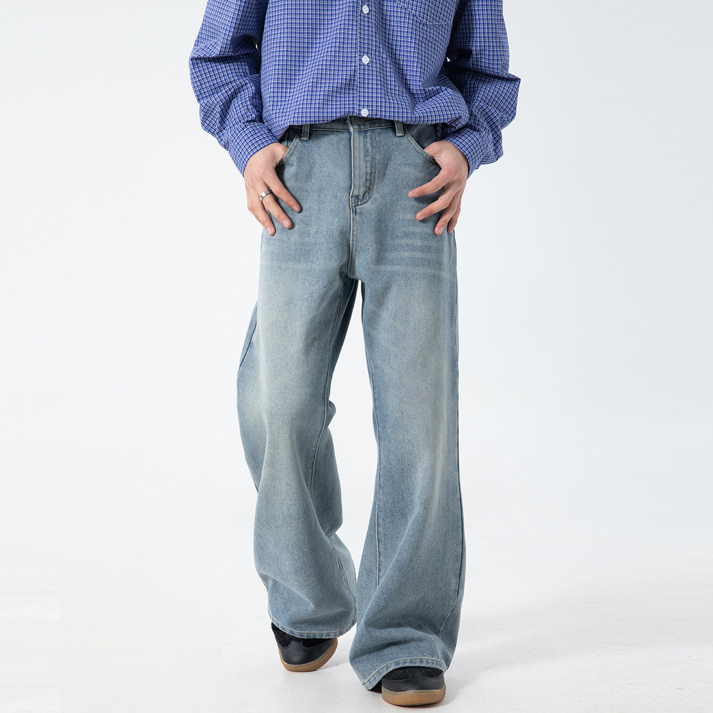 OFF-UP 美式复古水洗牛仔裤男款做旧宽松通勤日常直筒休闲裤,男装,休闲裤,淘宝优惠券,粉丝福利购,淘宝优惠卷