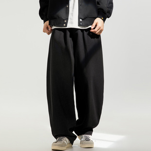日常通勤运动长裤 OFF 简约百搭阔腿弯刀裤 水洗复古风休闲裤
