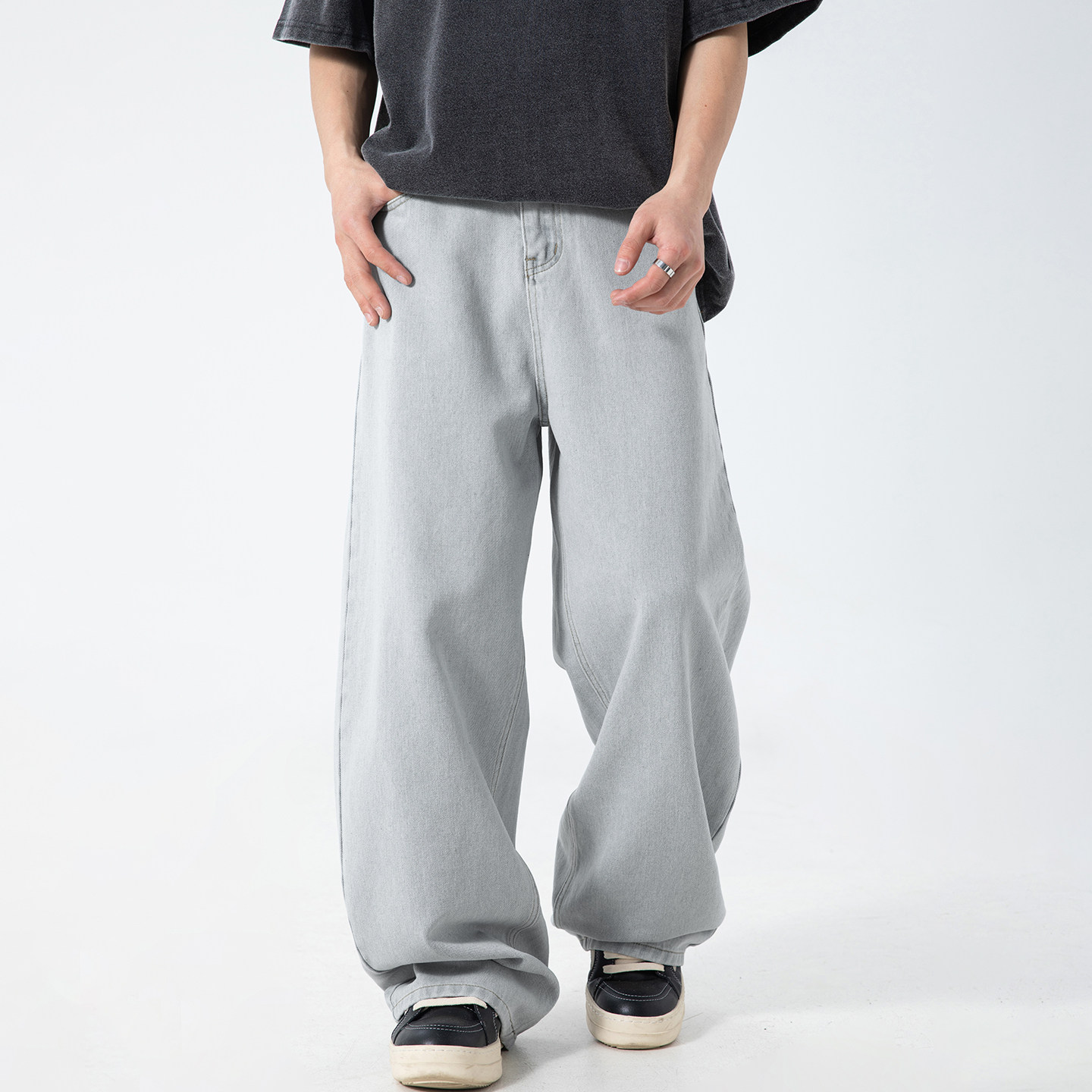 OFF-UP 垂感简约美式休闲裤宽松直筒裤通勤日常百搭阔腿裤卫裤,男装,休闲裤,淘宝优惠券,粉丝福利购,淘宝优惠卷