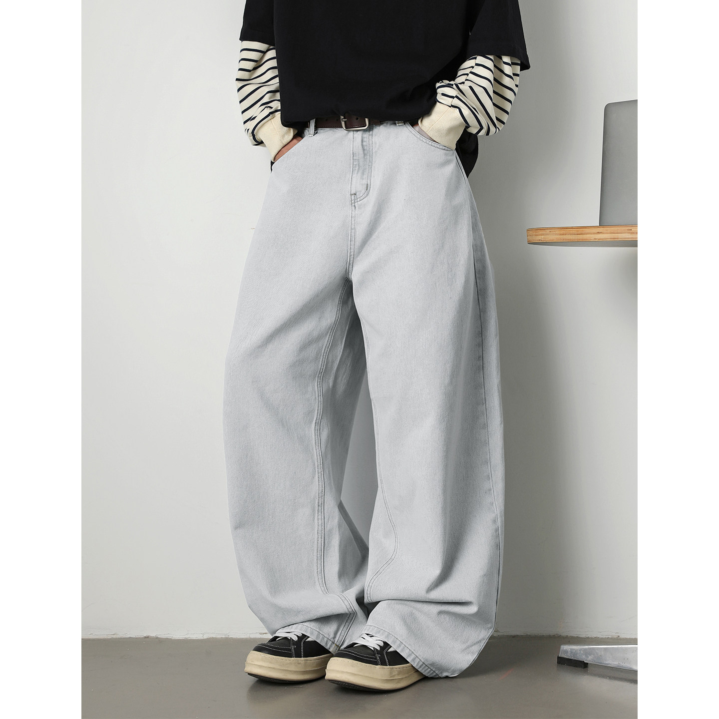 OFF-UP 垂感简约美式休闲裤宽松直筒裤通勤日常百搭阔腿裤卫裤,男装,休闲裤,淘宝优惠券,粉丝福利购,淘宝优惠卷