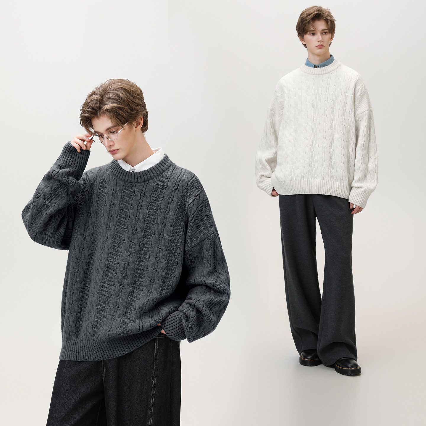 【衣橱直播预备】OFF-UP秋冬男女款针织休闲毛衣宽松内搭