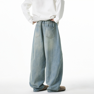 立体裁剪宽松百搭垂感阔腿裤 OFF 复古纯色休闲牛仔裤 美式 子