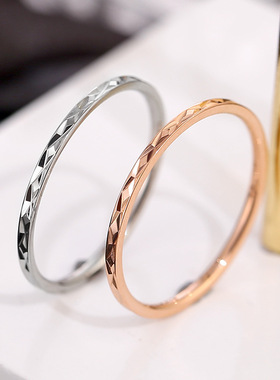 wish气质韩版简约钛钢戒指女菱形