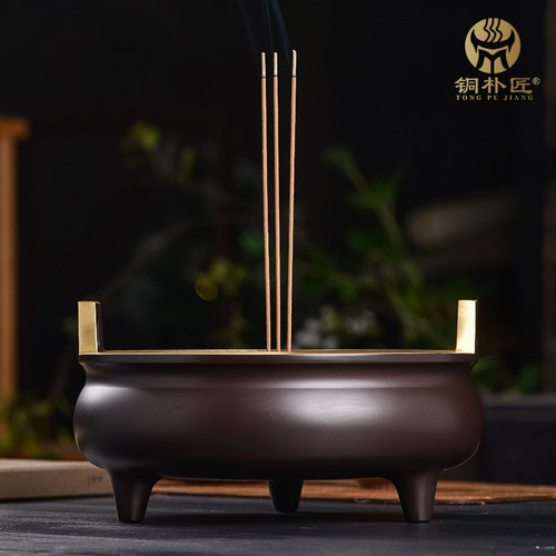 香炉纯黄铜家用室内上香烧线香炉