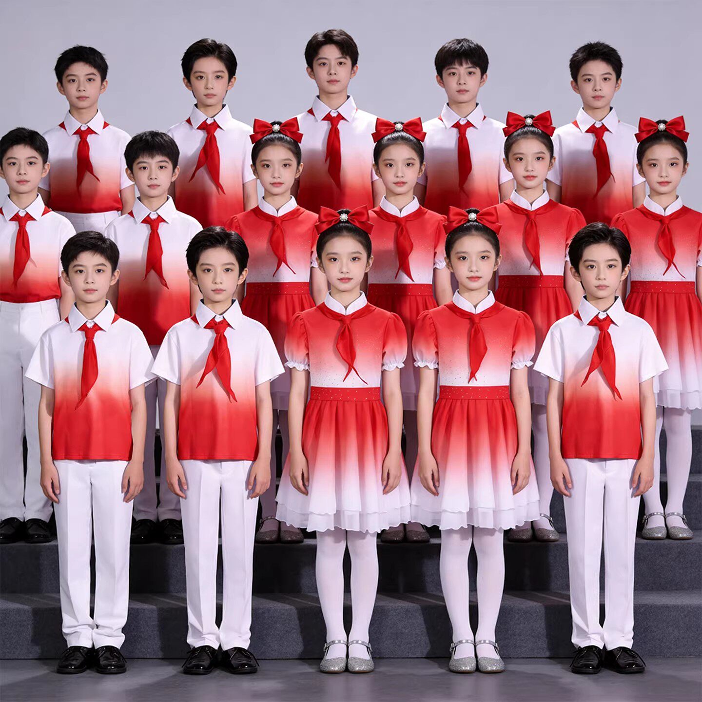 六一儿童合唱演出服男女童中小学生红领巾大合唱演讲比赛表演服装