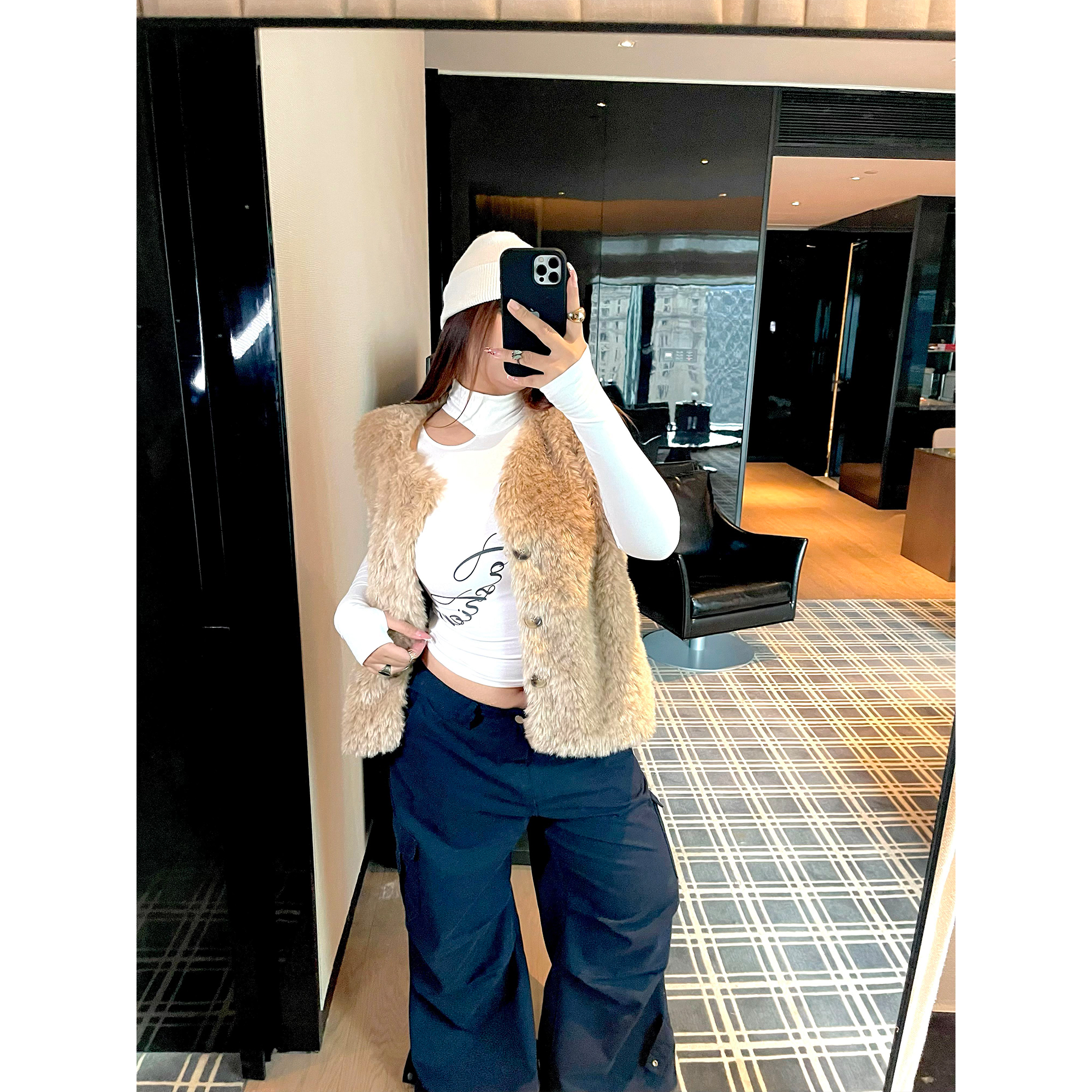 毛毛百搭皮毛一体马甲坎肩外套