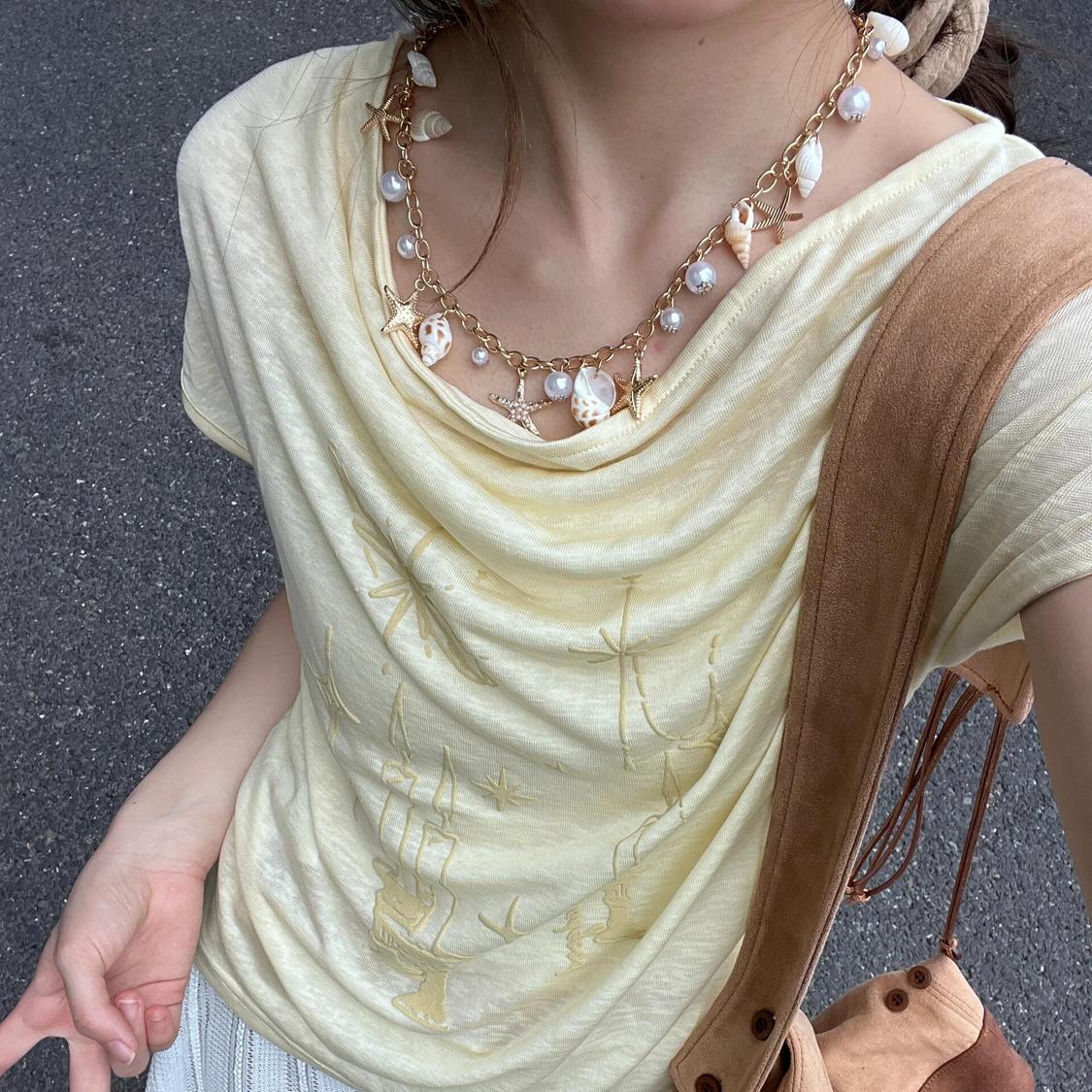 夏日沙滩贝壳海星珍珠项