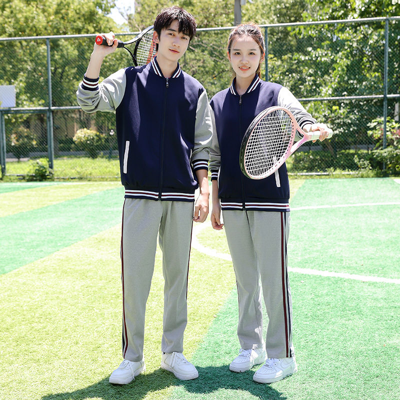 校服套装春秋季三件套运动服蓝白班服外套团购初中生校服三件套