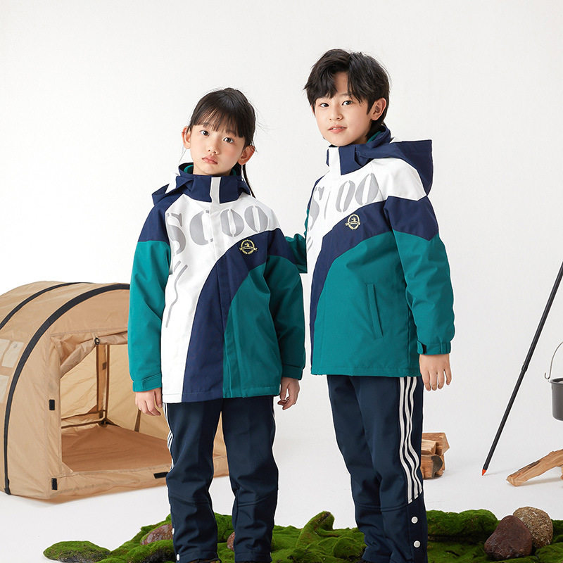 校服套装秋冬季幼儿园园服冲锋衣三件套拉链运动风男女款