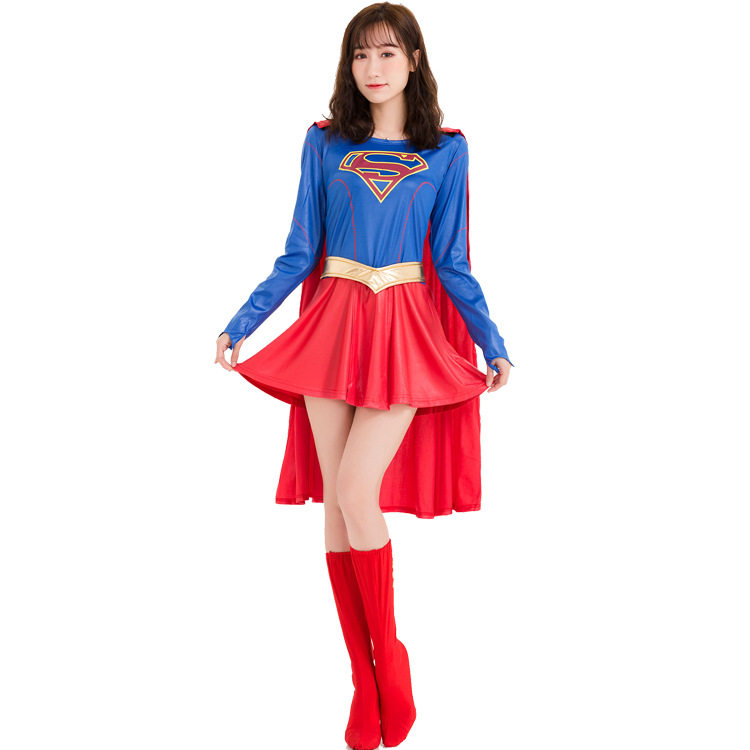 正义联盟女超人cosplay服装Superman超级英雄万圣节游戏制服8551