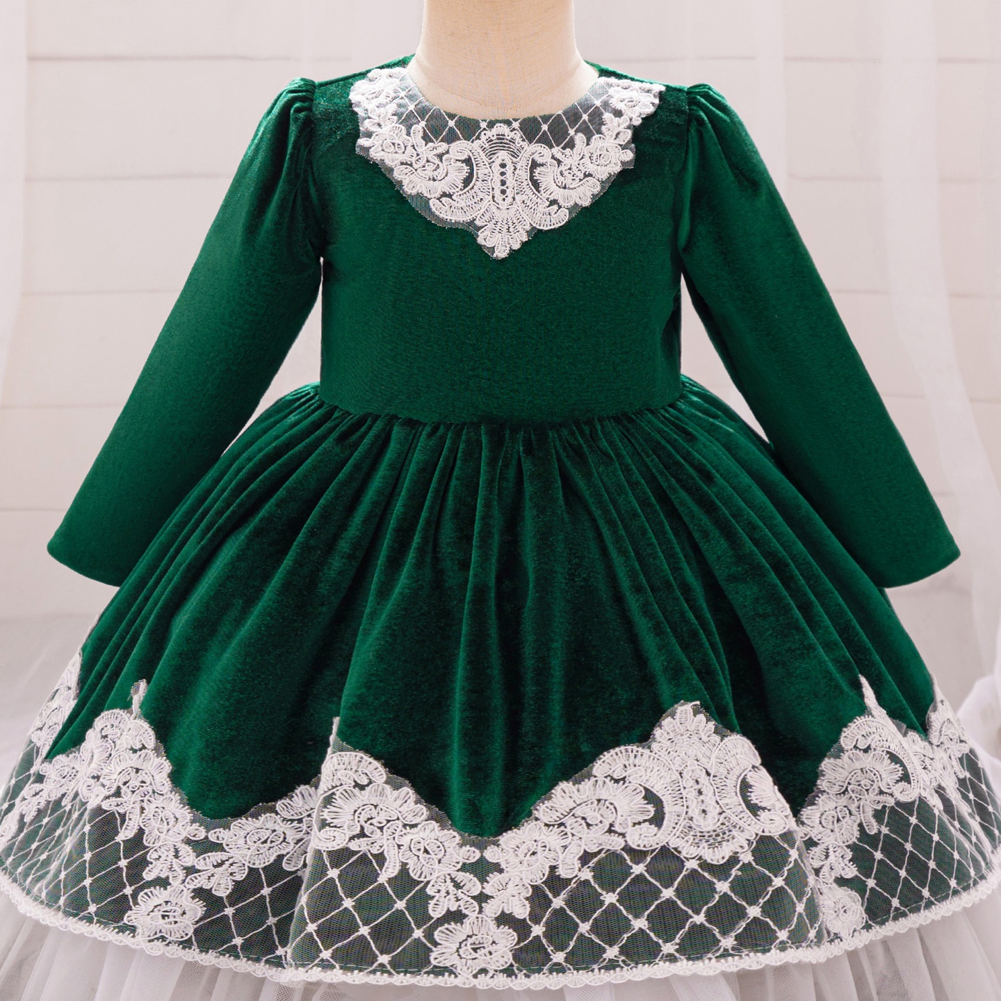 周岁宝宝长袖网纱公主裙花童礼服连衣裙cosplay圣诞节派对装扮服