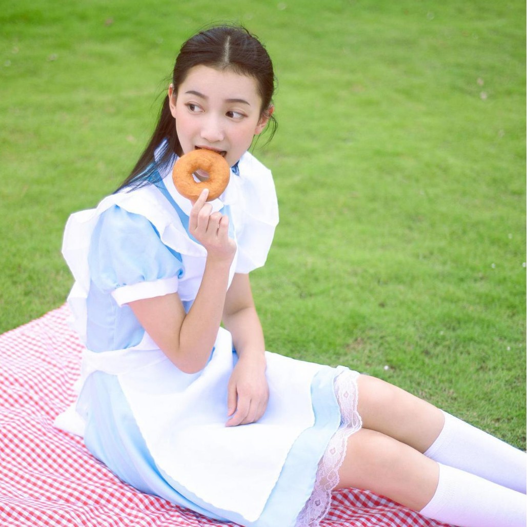 COSPLAY爱丽丝梦游仙境超萌女仆装水蓝色女佣服COS动漫服装表演服