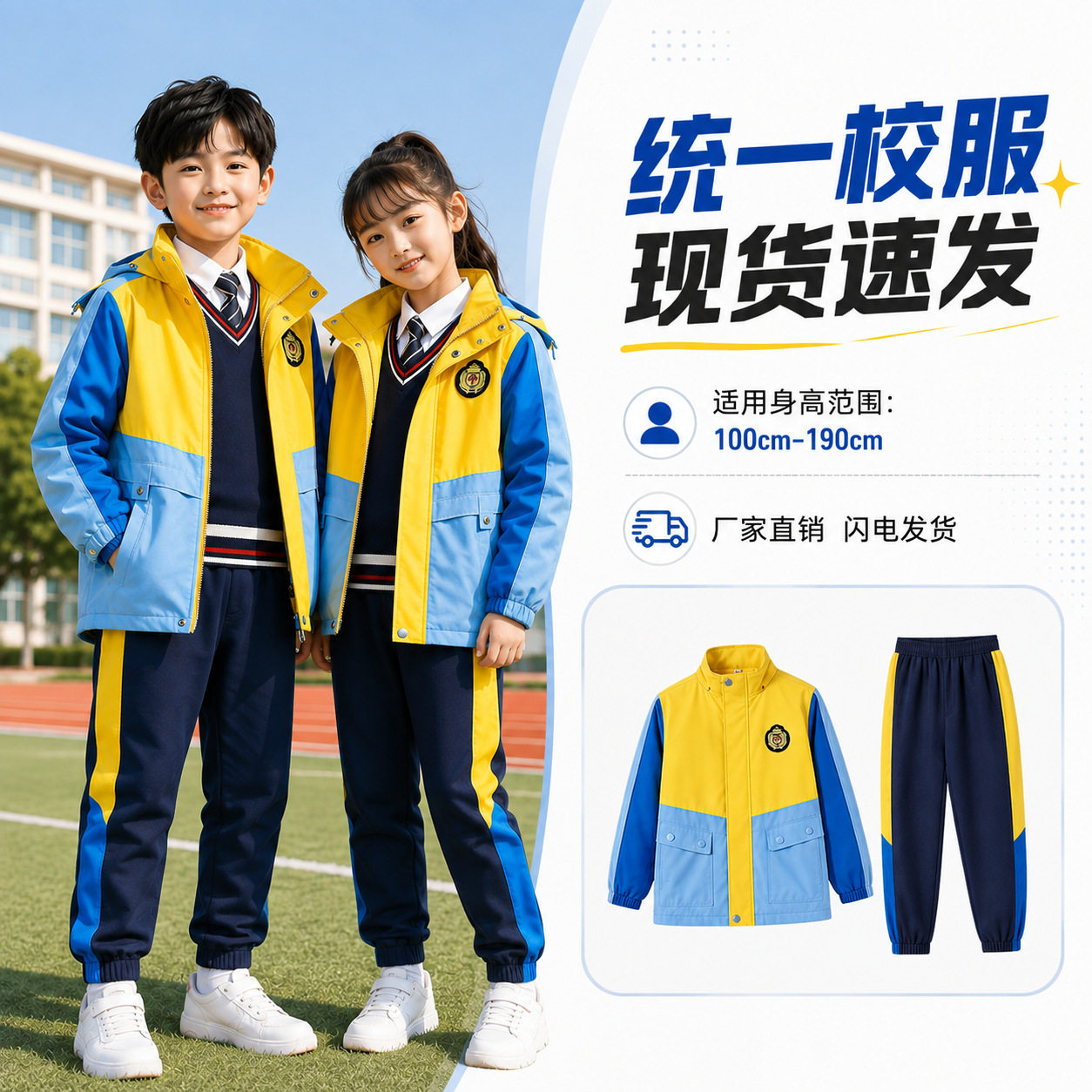 中小学生校服可拆卸三件套秋冬装加绒保暖班服运动套装幼儿园园服