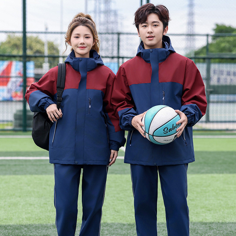 新中小学生校服冲锋衣冬季初中生班服三件套运动会服装小学生团购