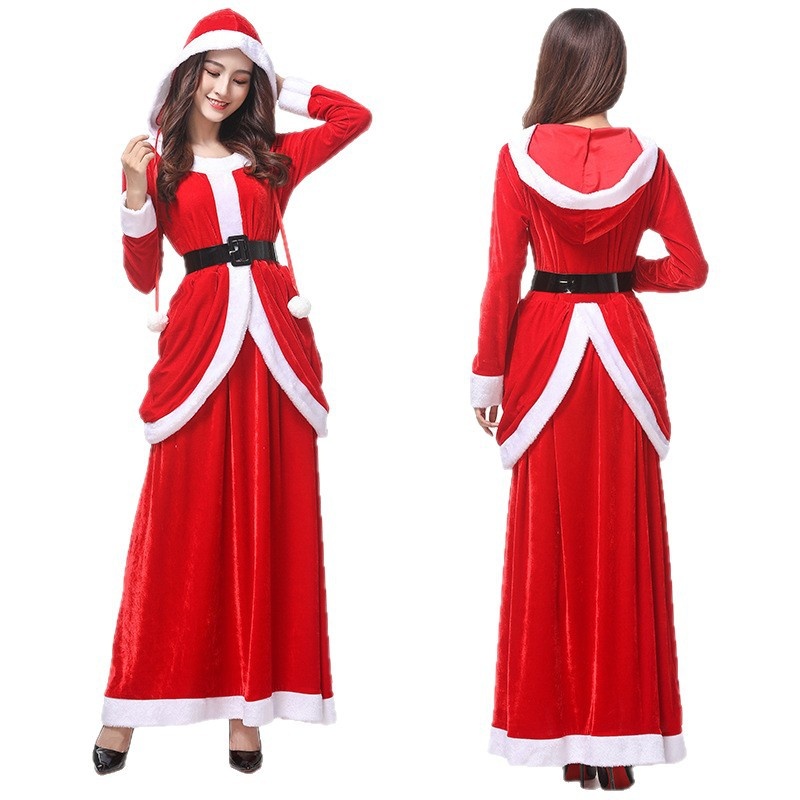 圣诞节服装性感长裙成人女角色扮演服派对装DS演出服圣诞老人X157