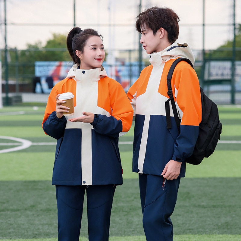 冬季校服初中学生冲锋衣套装加厚外套男女款高中大学生三件套班服