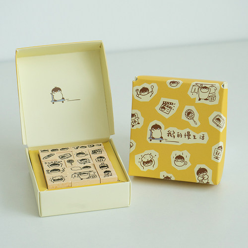 白日几何正品卡乐鹅系列-鹅的慢生活/diy木头印章单枚生活记录手帐素材套装