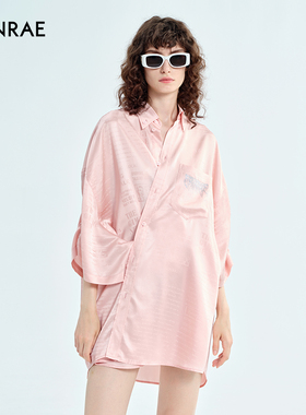 ERINRAE丨粉色舒适衬衣不规则设计感女法式衬衫裙EG281505AC40