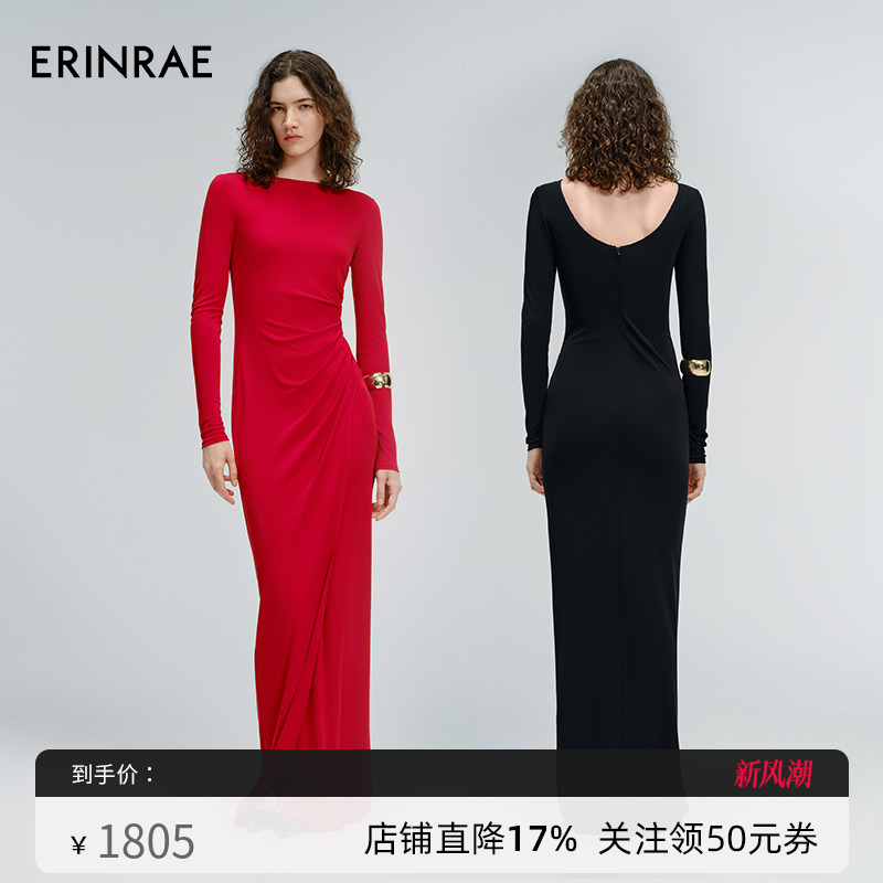 ERINRAE冬季新品优雅长裙连衣裙