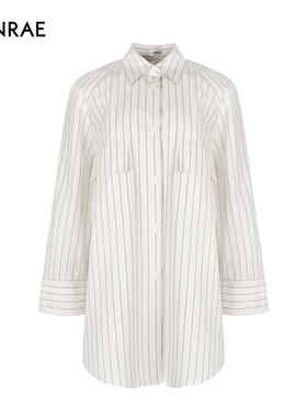 ERINRAE丨艾琳睿米黄色长袖时尚宽松条纹休闲衬衫EG214466CO64