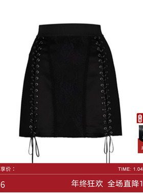 ERINRAE丨法式黑色时尚百搭女装设计感抽绳半裙EF121029PL20