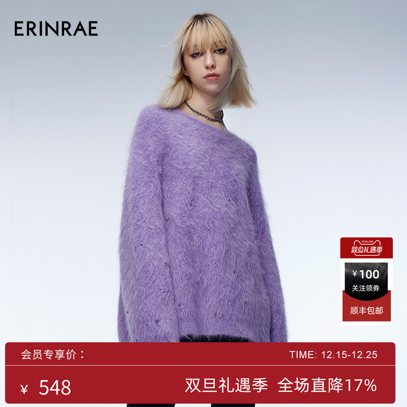 ERINRAE丨【朱丹同款】秋冬新品羊驼毛软糯针织毛衣EF4M1229WO