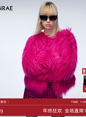 ERINRAE丨秋冬新品女士荧光绿仿皮草保暖外套EF444242PL