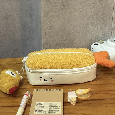 炸虾笔袋三文鱼可爱卡通文具新款