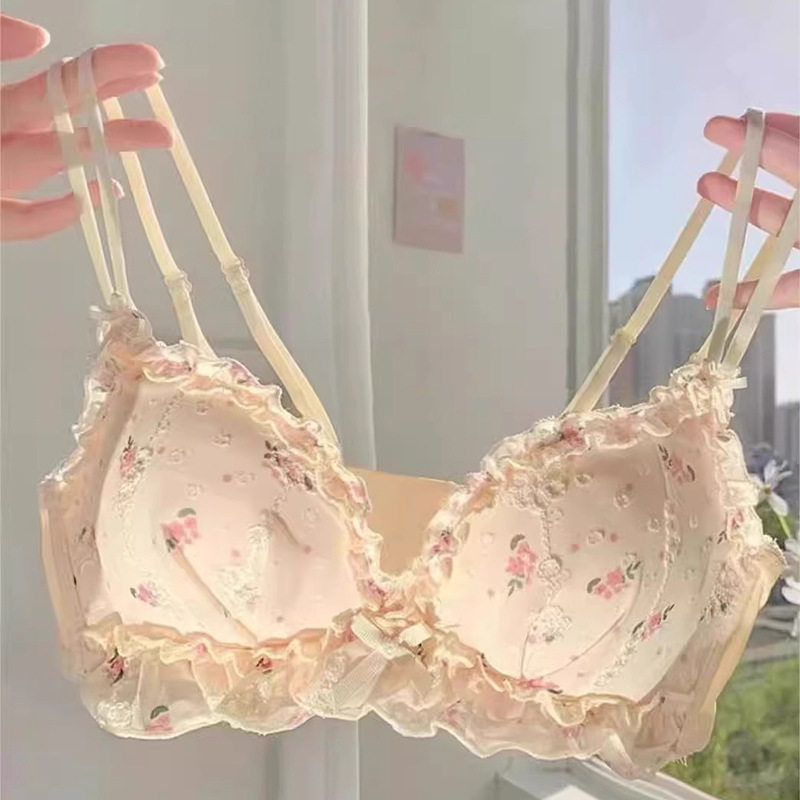 【少女胸】日系女士胸罩内衣女小胸聚拢蕾丝文胸套装2026新款爆款