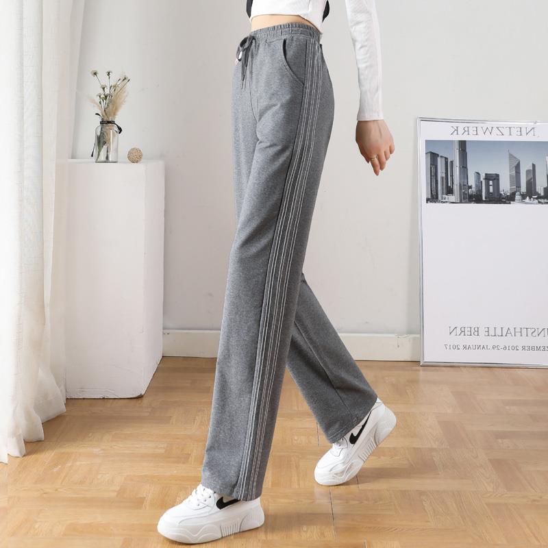 ins潮超火运动裤女2025春秋欧货休闲长裤韩版纯棉设计感直筒卫裤