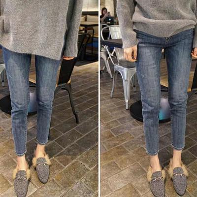 高腰牛仔裤女小脚春秋2024年新款弹力紧身显瘦显高冬季加绒长裤子
