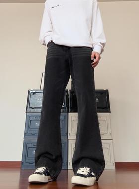 布老哥Blog 复古水洗黑灰色牛仔裤显瘦垂感小微喇直筒裤百搭K660