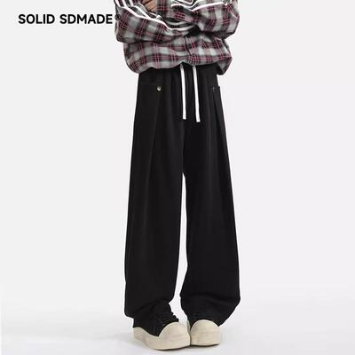 SOLIDSDMADE 美式潮牌解构休闲裤子男女秋季新款宽松直筒运动卫裤