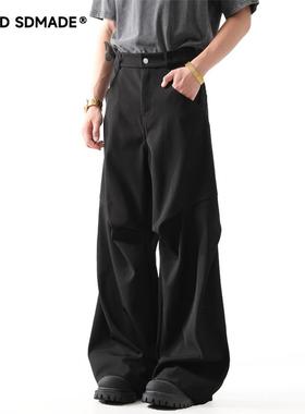 SOLIDSDMADE 美式休闲裤子男设计感小众垂坠感高级感高街西裤情侣