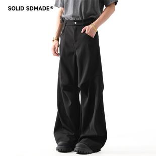 SOLIDSDMADE 美式休闲裤子男设计感小众垂坠感高级感高街西裤情侣