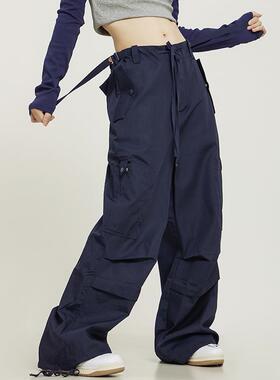 CaptainBeer美式复古多口袋宽松直筒裤降落伞兵工装裤男女休闲裤