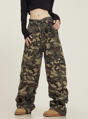 CaptainBeer 美式高街宽松长裤迷彩工装裤男女vibe风休闲裤直筒潮