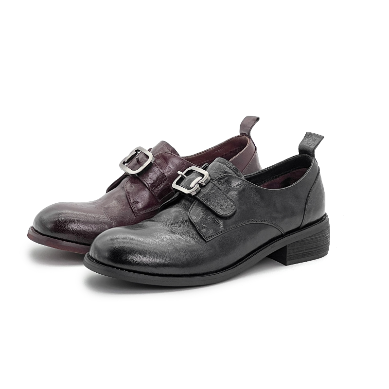 【大愿专享】GISHA加绒手抓羊皮复古文艺单鞋46046【半码拍大】