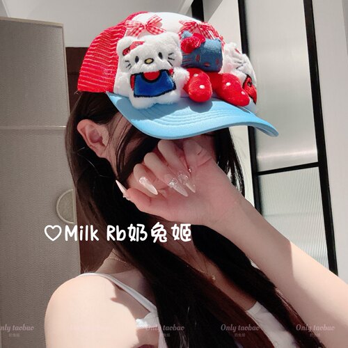 奶兔姬*KT玩偶帽/ 可爱立体猫咪帽子y2k少女透气鸭舌帽2026新款