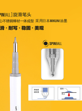 善知CS头中性笔芯全针管旋滑头0.5mm黑色10支装替芯速干笔芯批发