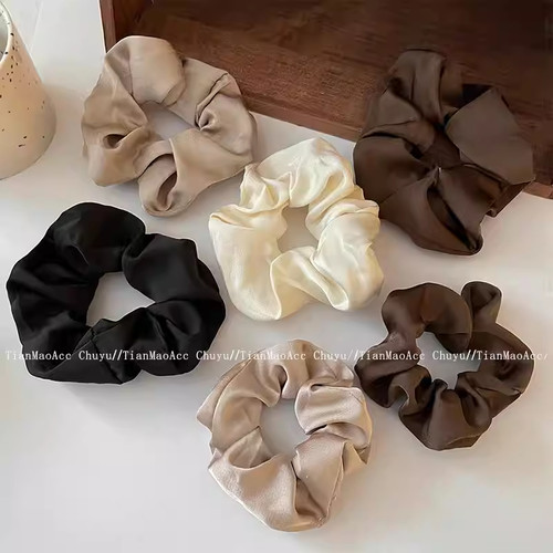 法式缎面大肠发圈冬扎低马尾发绳女森系头花高弹力头绳皮筋发饰