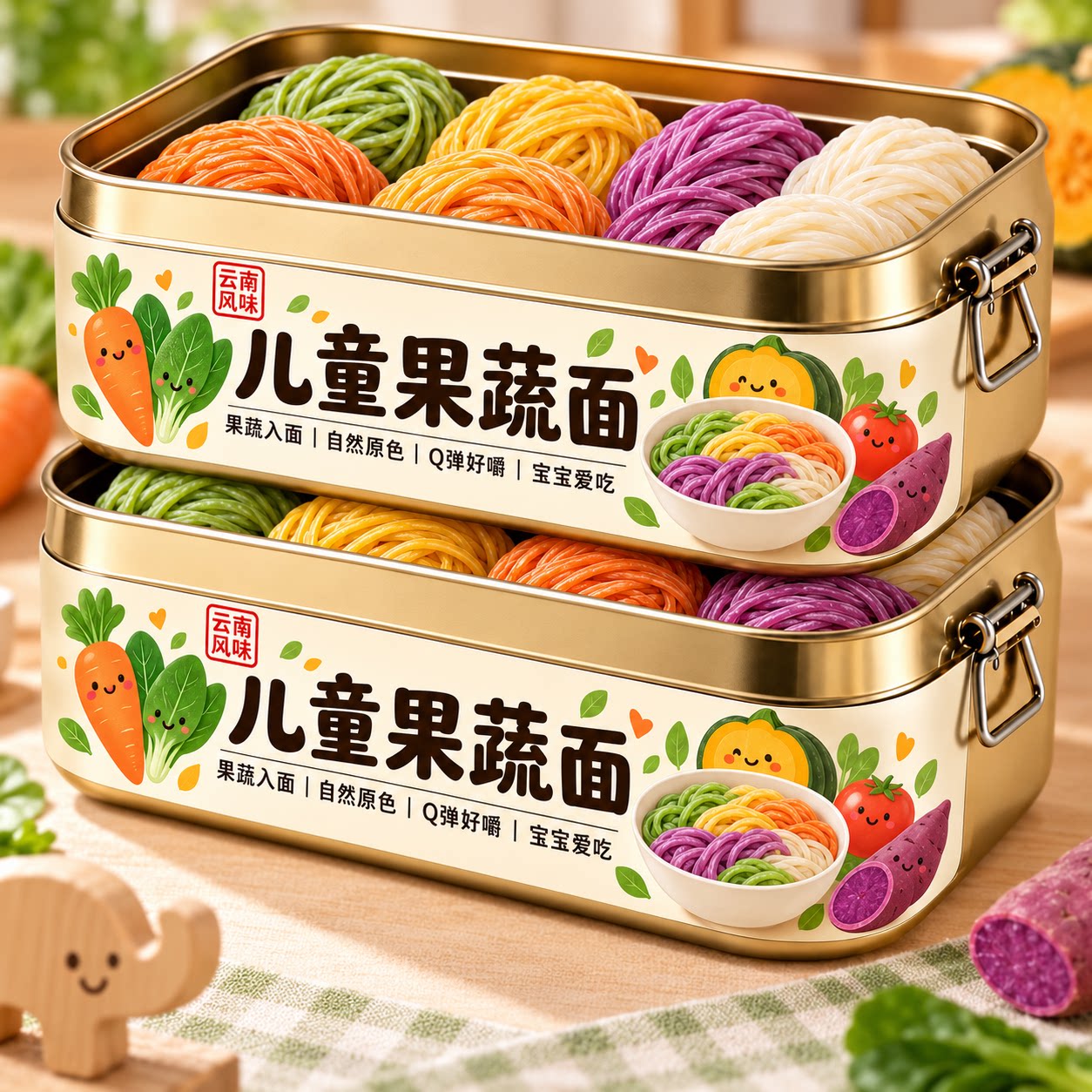 天猫甄选!儿童营养果蔬面龙须面无盐蔬菜面营养粗粮宝宝辅食代餐