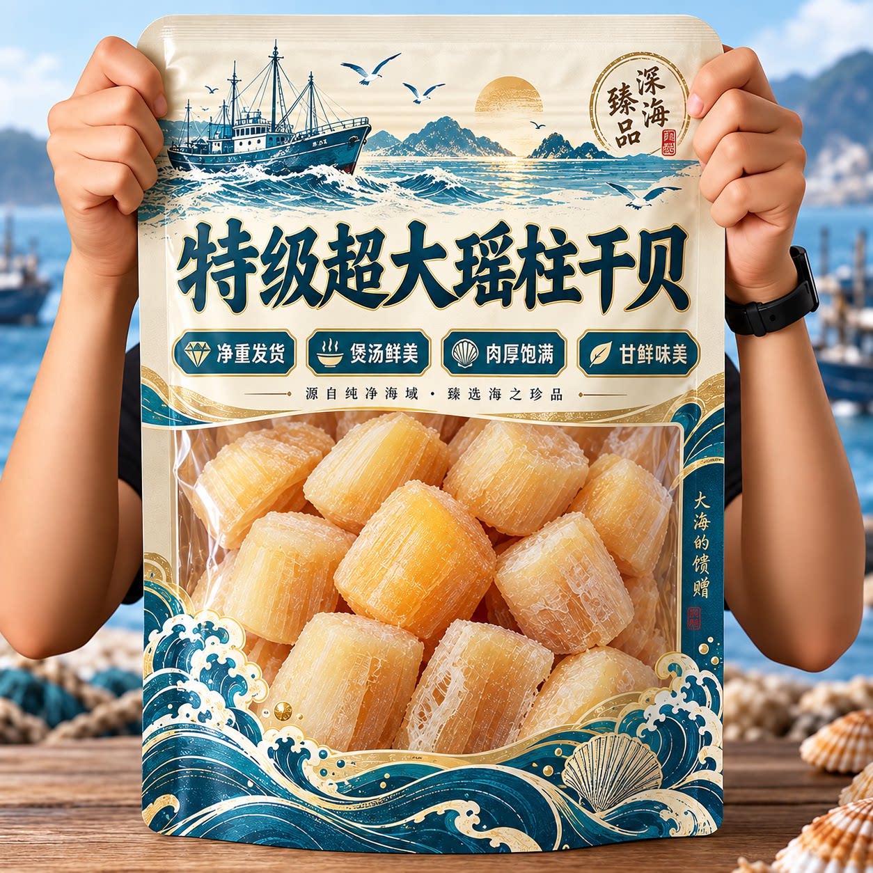 特级干贝瑶柱干货500g煲汤煮粥新货即食淡干扇贝肉海产品孕妇可吃