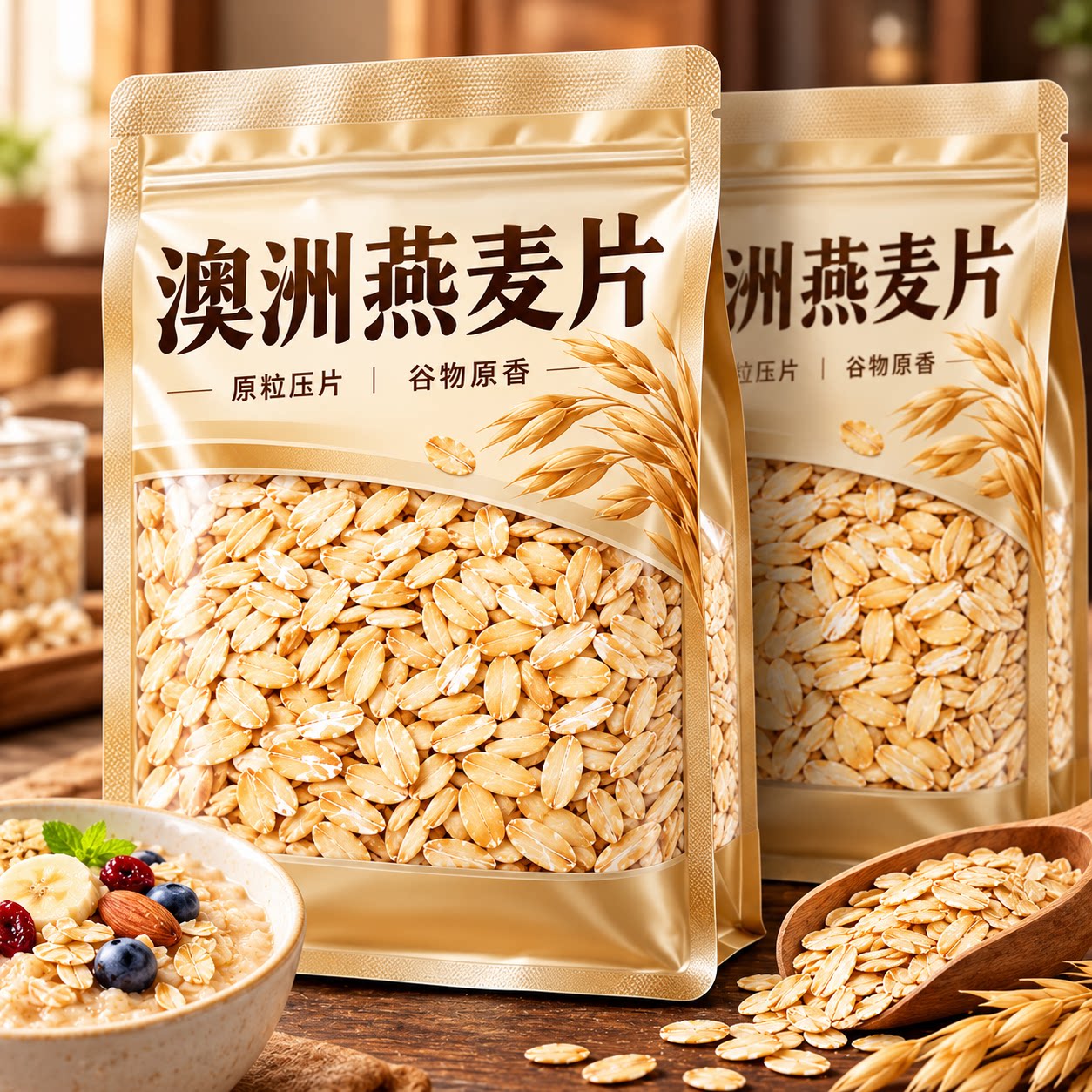 澳洲燕麦片官方旗舰店正品原味纯燕麦片即食冲饮营养早餐宵夜代餐