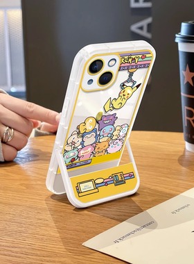 宝可梦娃娃机适用三星note20手机壳s10+新款s22ultra隐形支架s21fe全包a54高级感a73卡通a42防摔a52创意a34