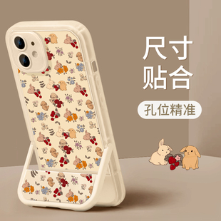 满屏碎花兔适用三星s22ultra手机壳s21+新款s20fe高级感s10隐形支架a04卡通a12/a23全包a31防摔a34女a52/a53