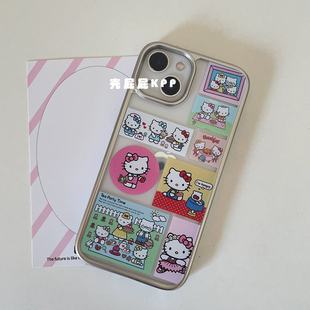 a52挂链a54 a12软a15防摔a24卡通a33女a50 a71 全包a03新款 ins满屏KT猫适用三星s24ultra手机壳s23fe电镀s21