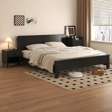 北欧实木床黑色现代简约小户型1.8米1.5双人床小户卧室经济型婚床