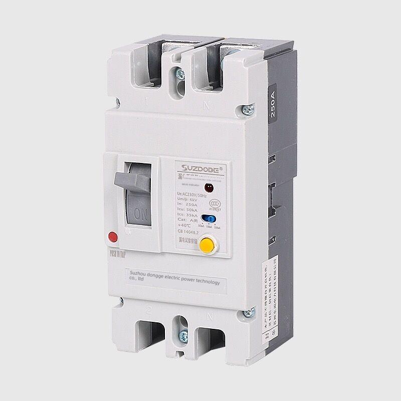 两相塑料壳漏电保护器220V带灯125A160A250A大功率家用漏电断路器