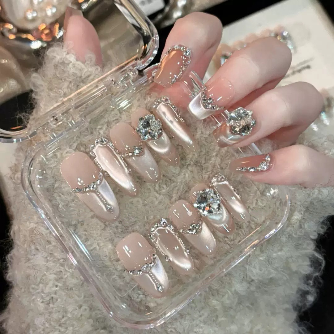 纯手工穿戴甲中长款甲片高级感